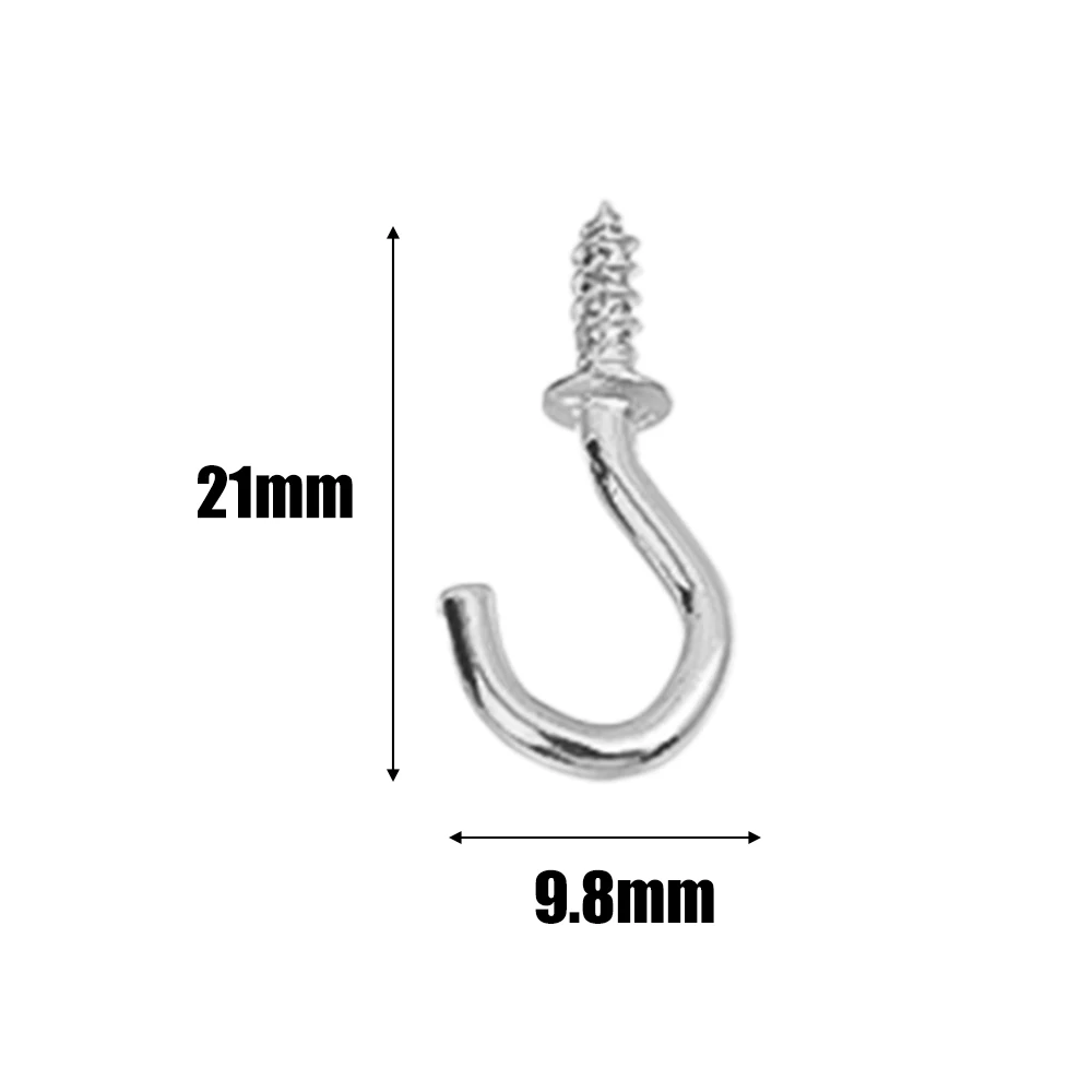 50-500pcs Mini Screw-in Hook Extend Ceiling Self-Tapping Screw Hooks Iron Hanger for Outdoor String Lights Hanging Plant Mug Cup