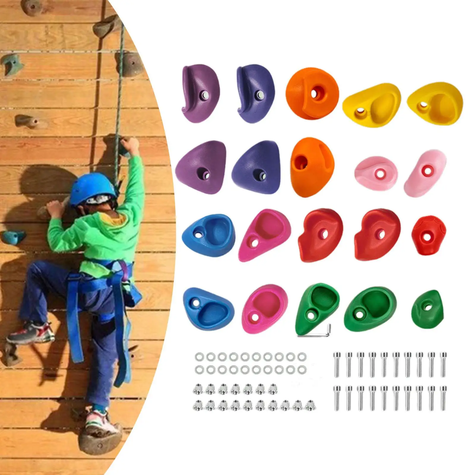 20 Rock Climbing Holds for Kids, Tree Climbing Holds, Hand And Foot Holds, Grip