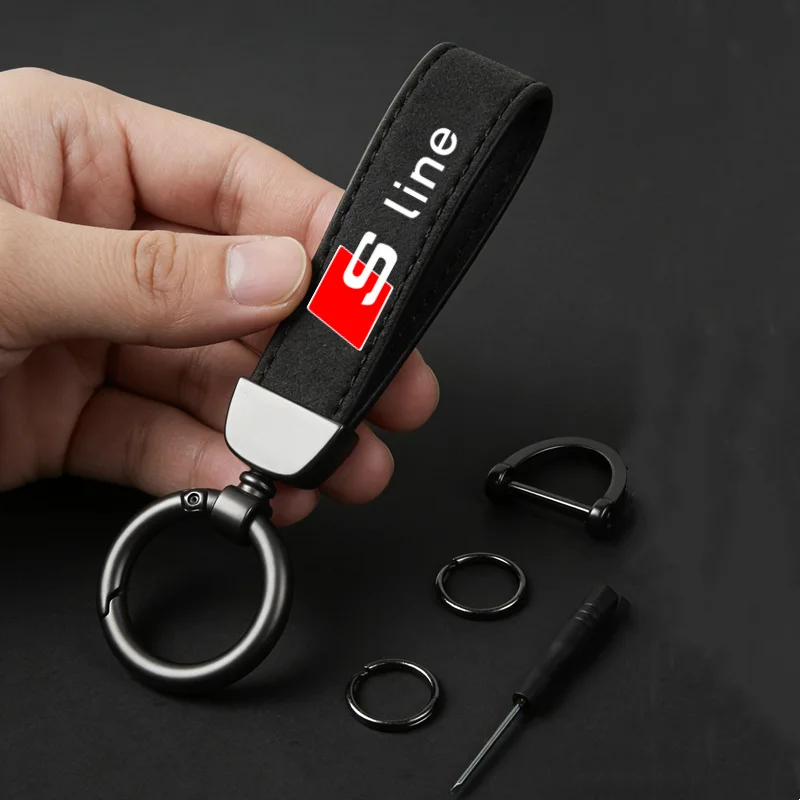 Chaveiro de camurça para carro, pingente de luxo, presentes de alta qualidade para Audi Sport S RS Line S7 S8 S5 S6 RS3 RS4 A6 A7 A8 QRS5 TT