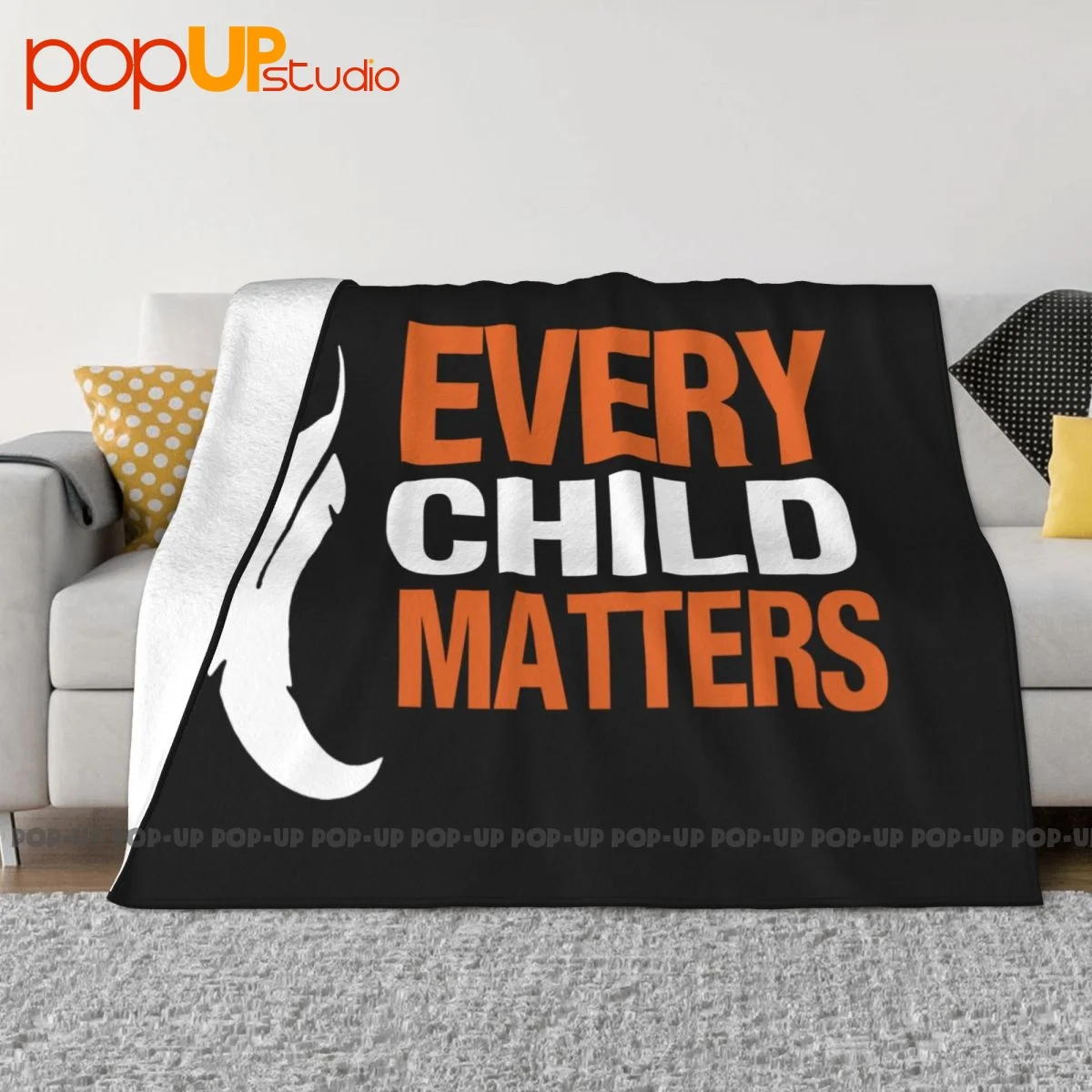 Every Child Matters Orange Blanket Autumn For Bed Dual Purpose Faux Fur Mink Home Decotation