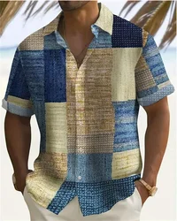 Chemise de plage hawaïenne à manches courtes pour hommes, chemise imprimée en 3D, revers boutonné, chemise de nuit de documents, haut de haute qualité, grande taille, 5XL, 2024