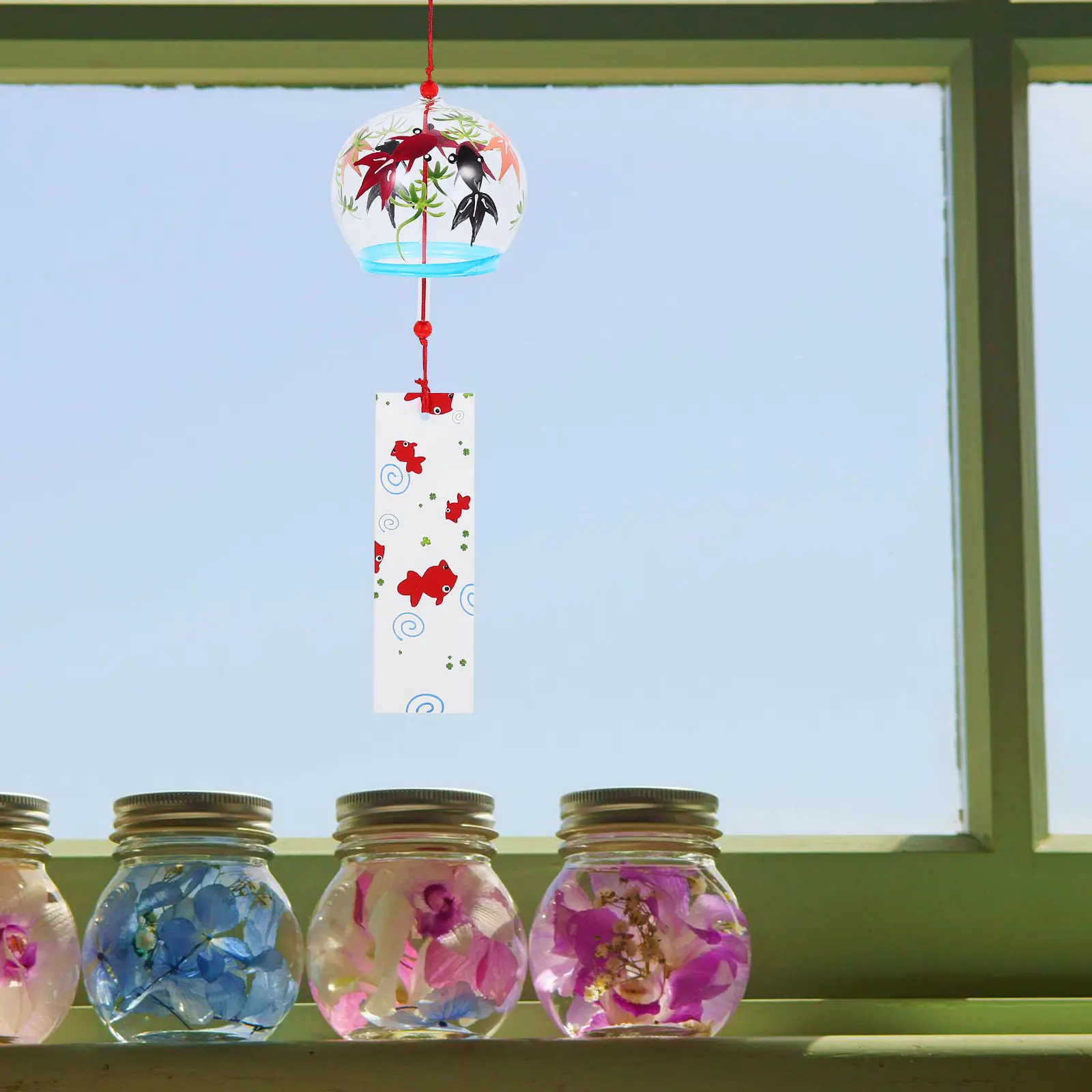 Glass Japanese Style Wind Chime High Borosilicate Hanging Bell Home Balcony Garden Window Decor Peaceful Atmosphere Accent