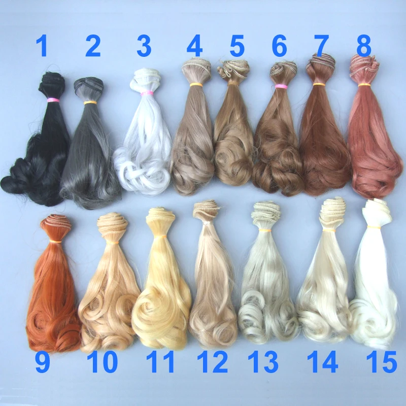 1pcs Extension Doll Hair 15*100cm Natural Color Curly Wigs for BJD OB Doll