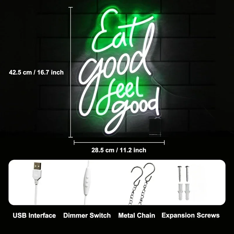 

Eat Good Feel Good Неоновые вывески Еда Неоновые вывески используются для настенных украшений Светодиодный ресторан Кухня Закусочный магазин Украшения для вечеринок