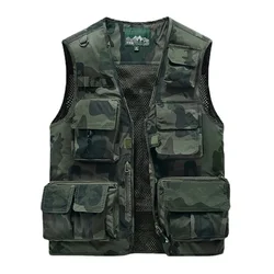 Men Outdoor Waistcoats Climbing Vests Jackets Multi-pocket Fishing Photography Vests Men Mesh Breathable Vests Coats Size 6XL