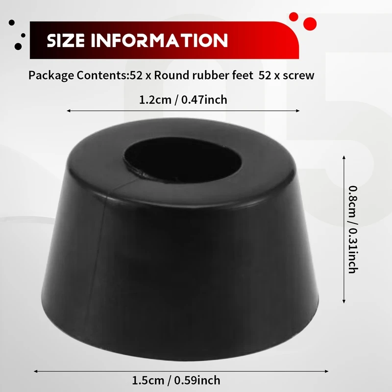 52PCS Rubber Feet For Cutting Board (0.31X0.59Inch) Anti Scratch Rubber Cutting Board Feet For Chairs & Other Furniture