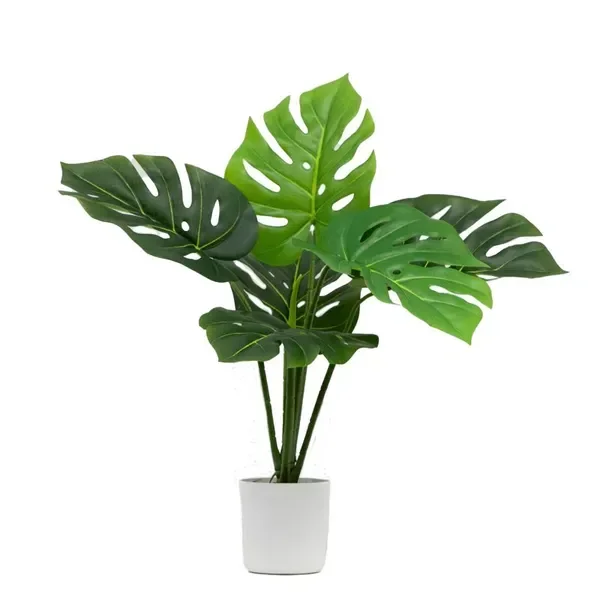 Artificial Monstera Plant in Vanilla Plastic Pot, 20' Indoor Decor