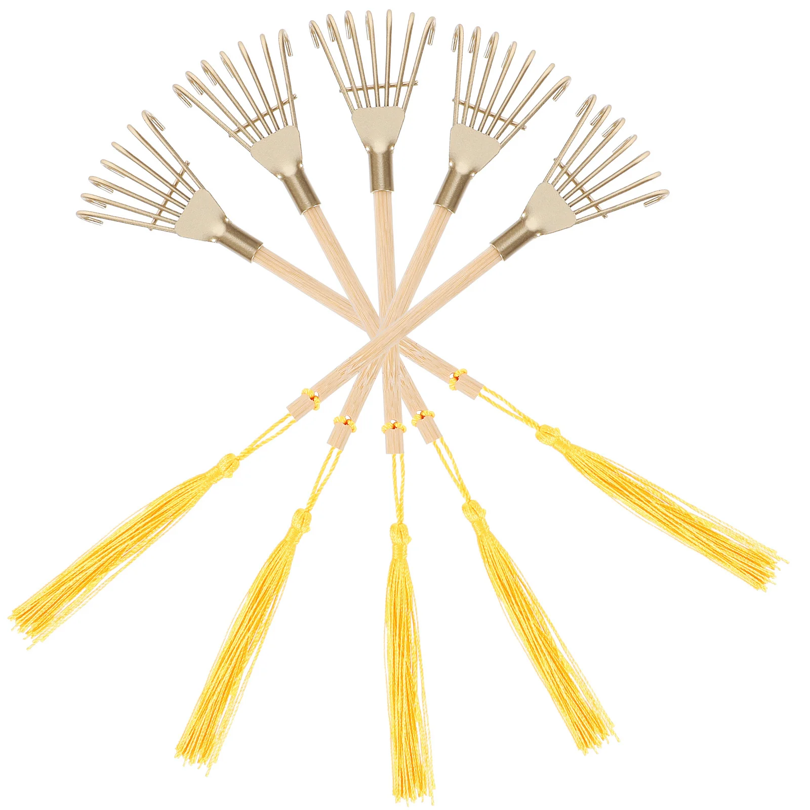 Rakes en miniatura, adornos artesanales, rastrillo de jardín Zen de bambú de Metal liso para mesa de arena, incienso, cenizas, decoración Interior del hogar, 5 uds.