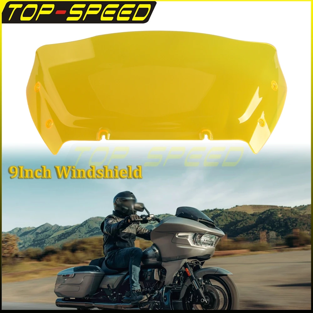 

9inch Motorcycle Front Windshield Wind Splitter Windscreen For 2024 2025 Harley Road Glide FLTRX 117 CVO FLTRXSE FLTRXSTSE 121