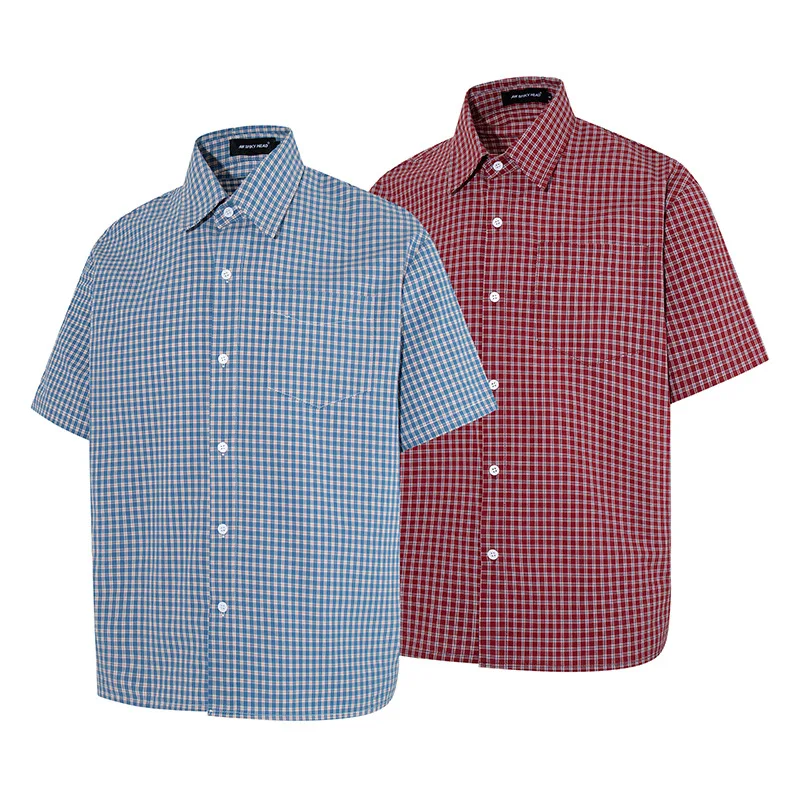 Casual Plaid Shirt Short-sleeved Men's 2026 Summer Loose Retro Versatile Plaid Shirt