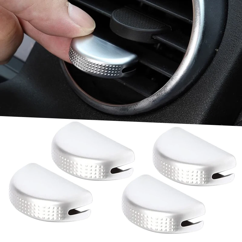 4Pcs Car Air Conditioner Vent Outlet Adjust Cover Fit for Land Rover Discovery 3 4 LR3 LR4 Range Rover Sport Silver ABS