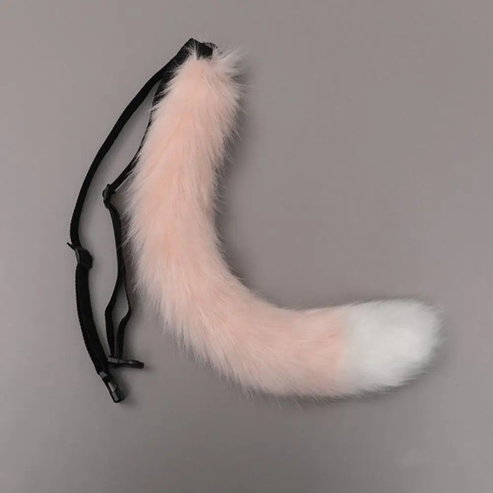 

Fluffy Cat Tail Faux Fur Fox Tail Wolf Dog Tail Cosplay Costume Props with Adjustable Belt for Japanese Style Kawaii Party 70cm