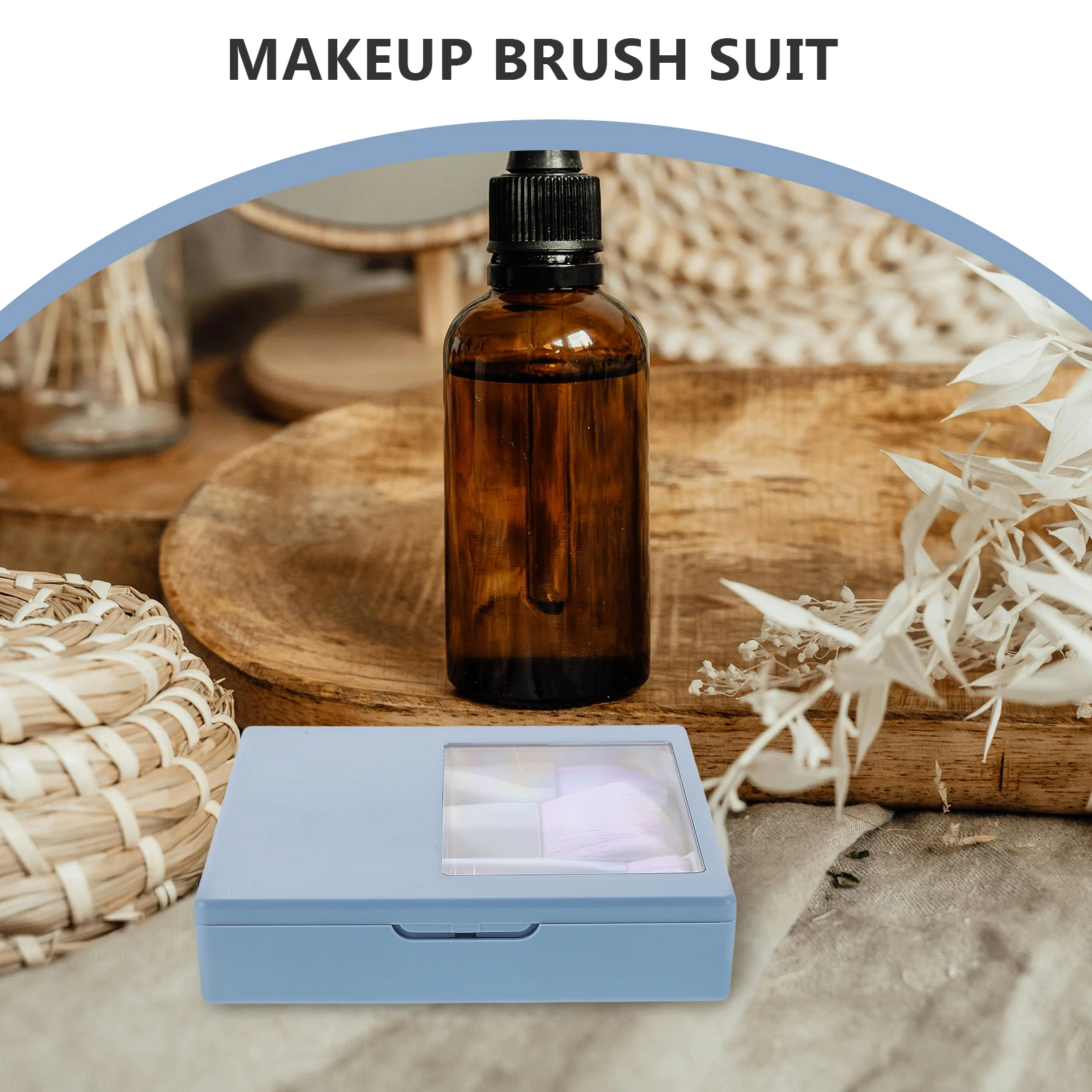 1 set mini set di pennelli per trucco da viaggio custodia compatta con specchio per applicazione di fard in polvere per occhi viso strumenti di bellezza portatili per le donne