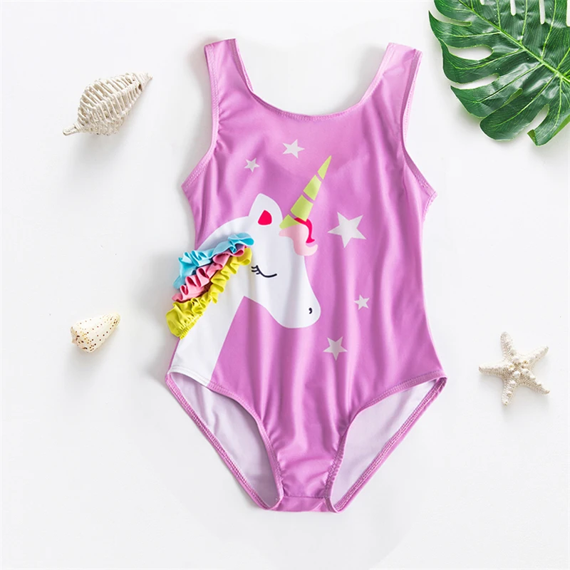 Baby Girls Unicorn Swimsuit One Piece Summer Backless Bathing Suits Children Swimwear Girls Swimming Outfits Kids Beachwear