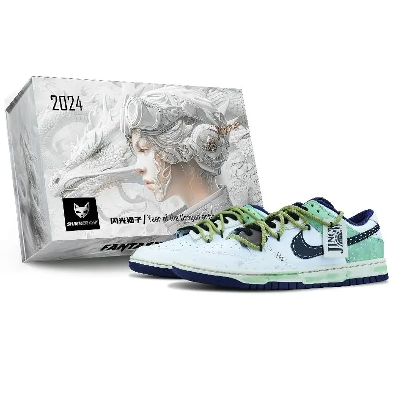 【Customize】Nike Dunk Skateboarding Shoes Men Low-top White/Green/Black/Blue Sneakers shoes FV8106-361