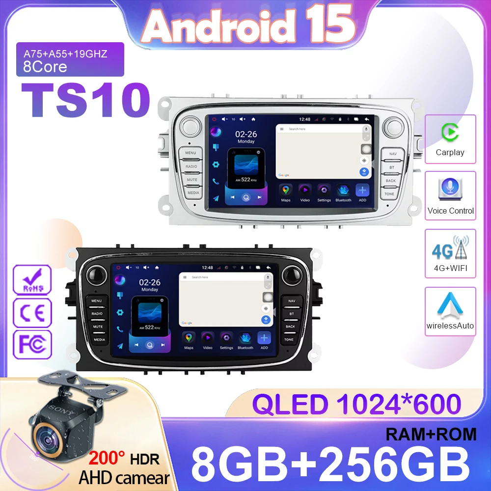 

Car Radio For Ford Focus Mondeo S-Max C-Max Galaxy Kuga 2008-2011 Carplay Auto WIFI 7inch Multimedia Player 2 Din Android Stereo