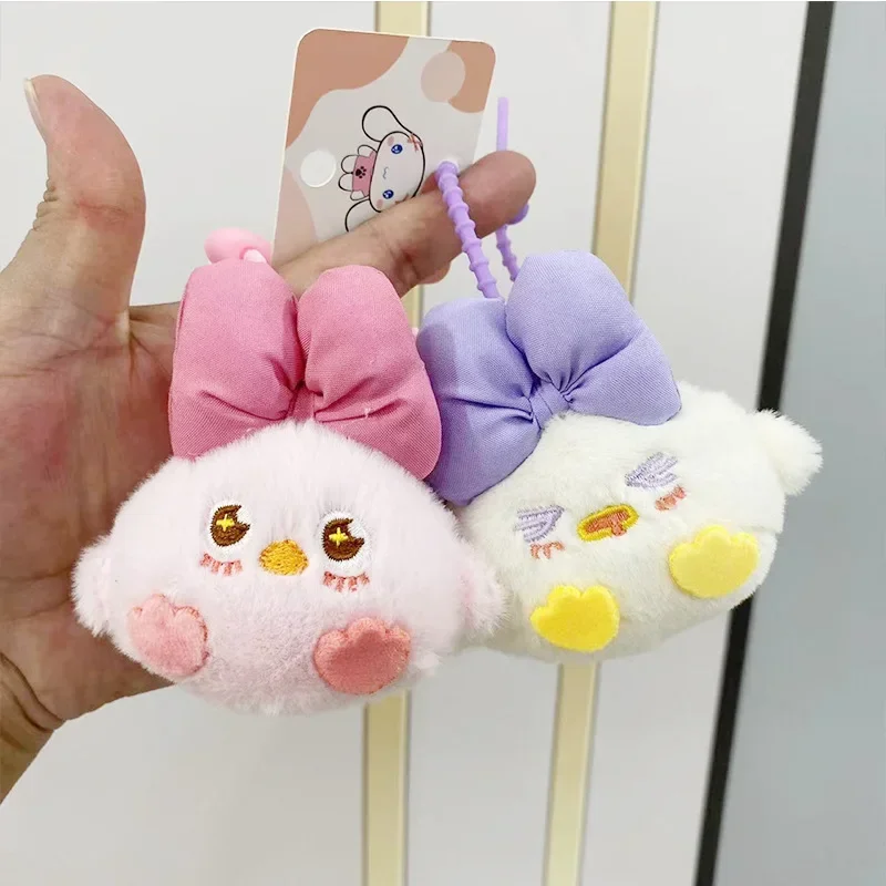 Stuffed Animals Plush Cute Bowknot Chicken Backpack Pendant Keychain Plush Backpack Ornament Exquisite Festival Gift for Friend