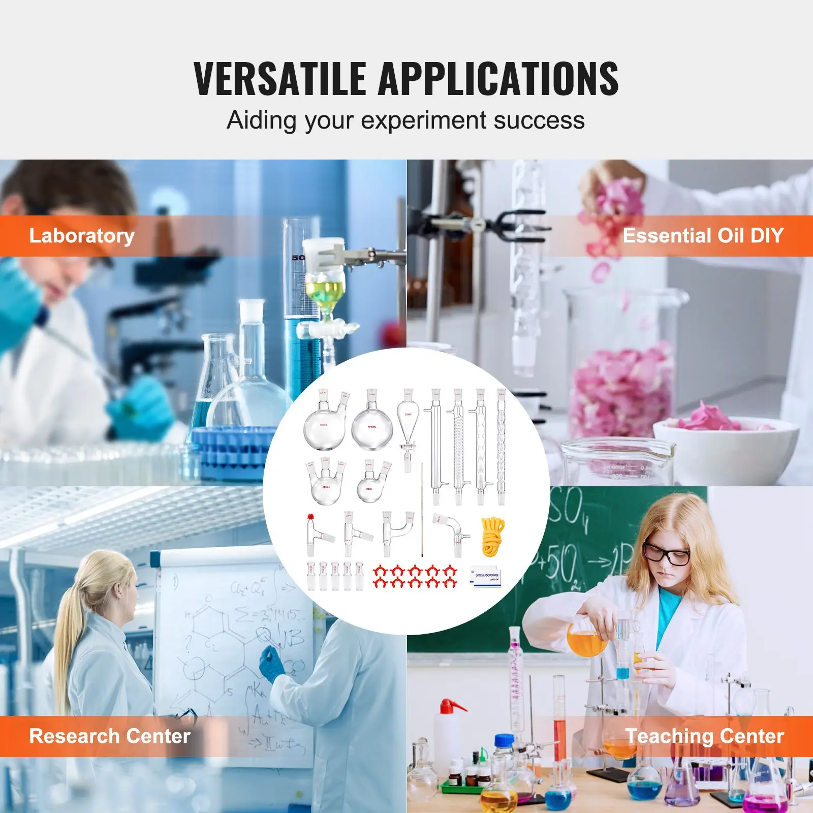 Lab Distillation Kit, 3.3 Boro Lab Glassware Distillation Kit with 24, 40 Joint, 1000Ml Essential Oil Distillation Apparatus - view 6