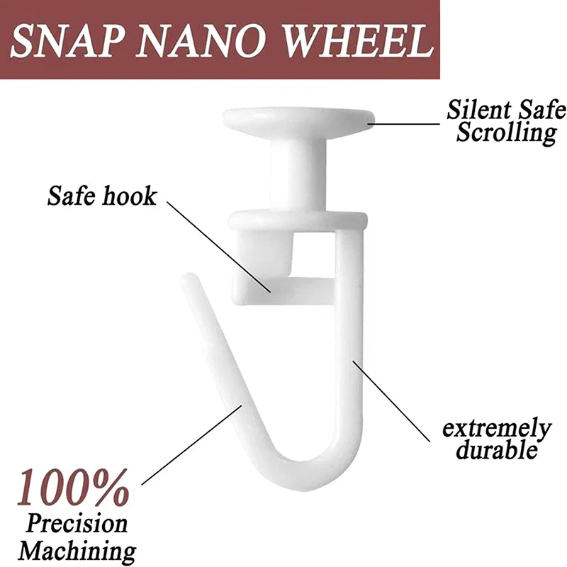 50Pcs Curtain Track Mute Slider Curtain Hook Buckle Curtain Hanging Curtain Roller Blind Sliding Curtain Rail Runner Hooks