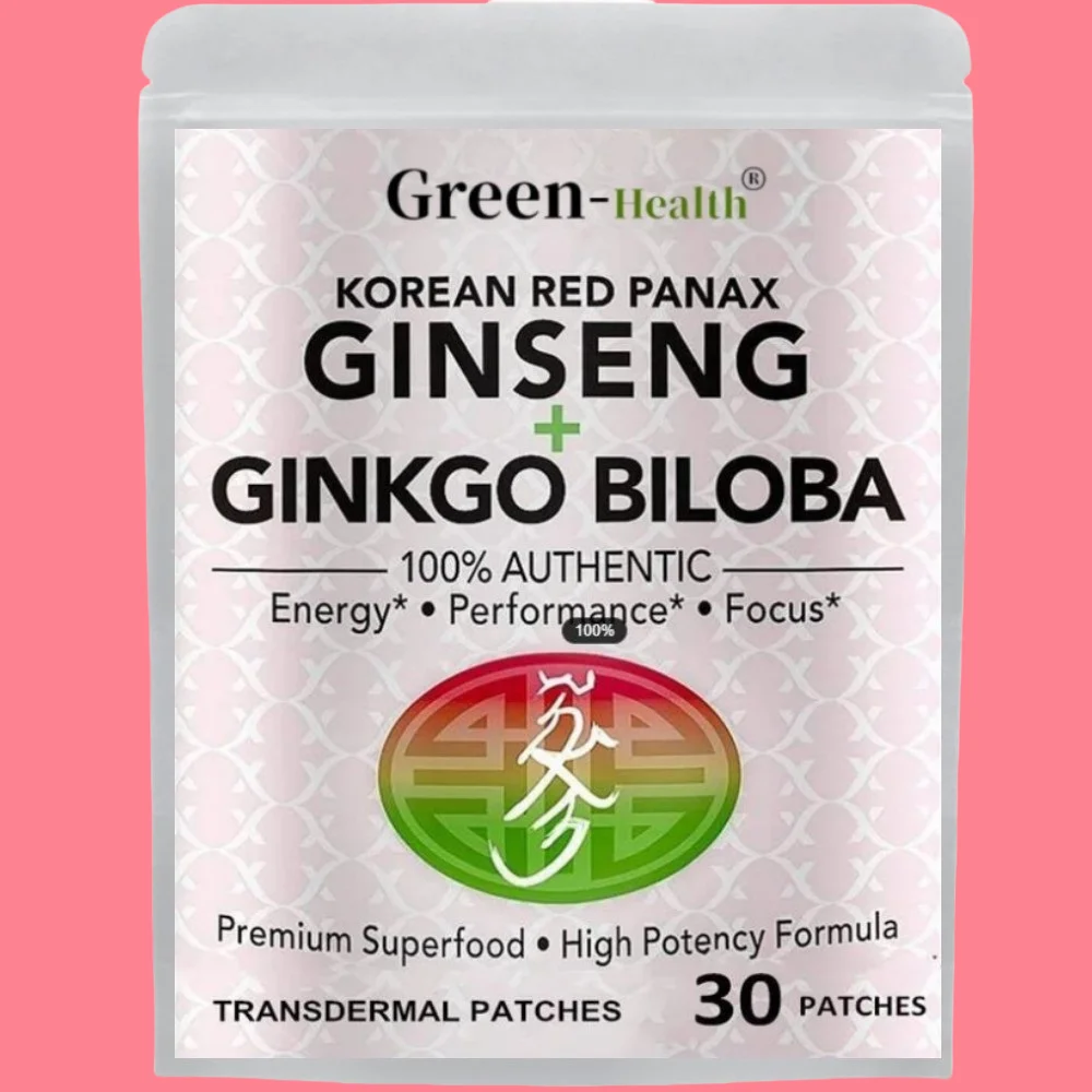 30 Patches Korean Red Panax Ginseng Transdermal Patches With Ginkgo Biloba Energy, Performance Focus for Men & Women