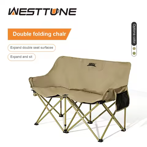 WESTTUNE 더블 캠핑 의자 야외 낚시 등받이 의자 휴대용 접이식 잔디 의자 해변 관광 더블 좌석 레저 의자