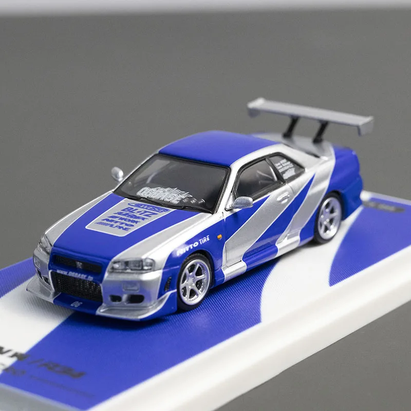 

TM 1/64 SKYLINE GTR R34 гоночный автомобиль из сплава, литье под давлением и игрушечный транспорт, модель автомобиля, миниатюрная масштабная модель автомобиля для детей