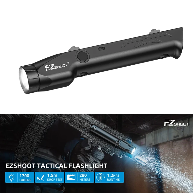 

Тактический фонарик EZshoot 1700 люмен с перезаряжаемой светодиодной подсветкой высокой яркости со стробоскопом для M-Rail и Picatinny