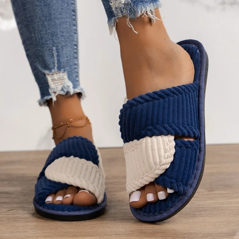 

2025 НОВЫЕ зимние женские модные тапочки, женские мягкие вельветовые домашние шлепанцы, теплые плюшевые сандалии, модная и красивая обувь