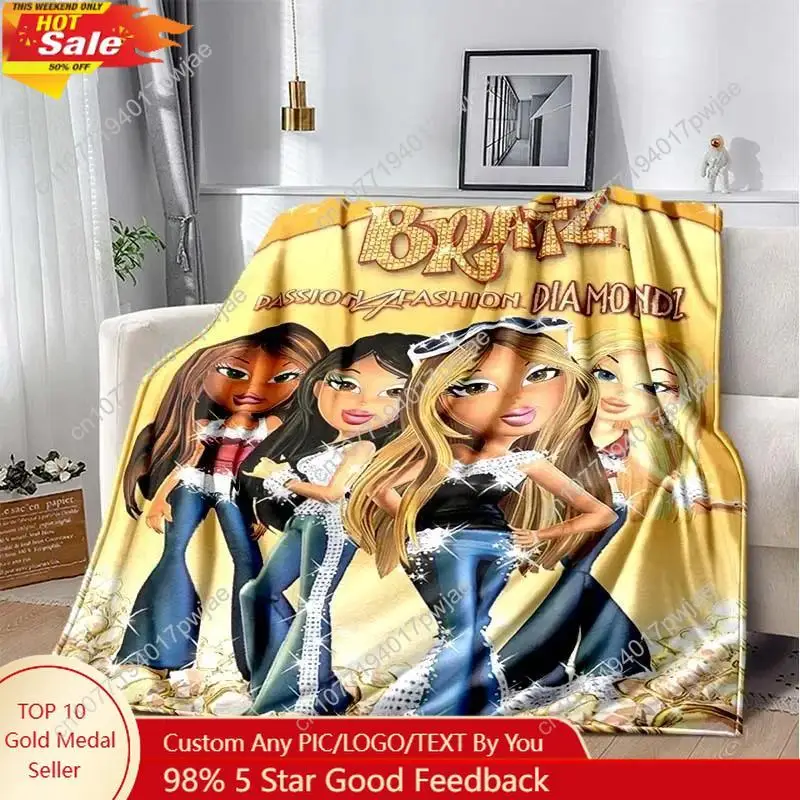 

3D Print Cartoon B-Bratz Flannel Blanket,Multi-purpose Holiday Gift Blanket Warm And Soft Blankets All Seasons Custom blankets
