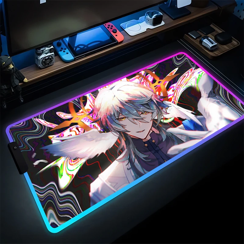 

RGB коврик для мыши ноутбук игровые аксессуары светодиодный коврик для мыши геймер ПК компьютер аниме коврик для клавиатуры Honkai Star Rail Sunday настольный коврик для мыши
