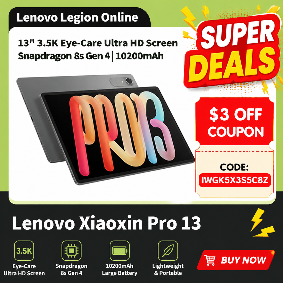  CN ROM Lenovo Xiaoxin Pad Pro 13 2026 Snapdragon 8s Gen 4 LCD Screen 2.4K 3504*2190 Resolution 13'' 144Hz 10200mAh 45W TB376FC