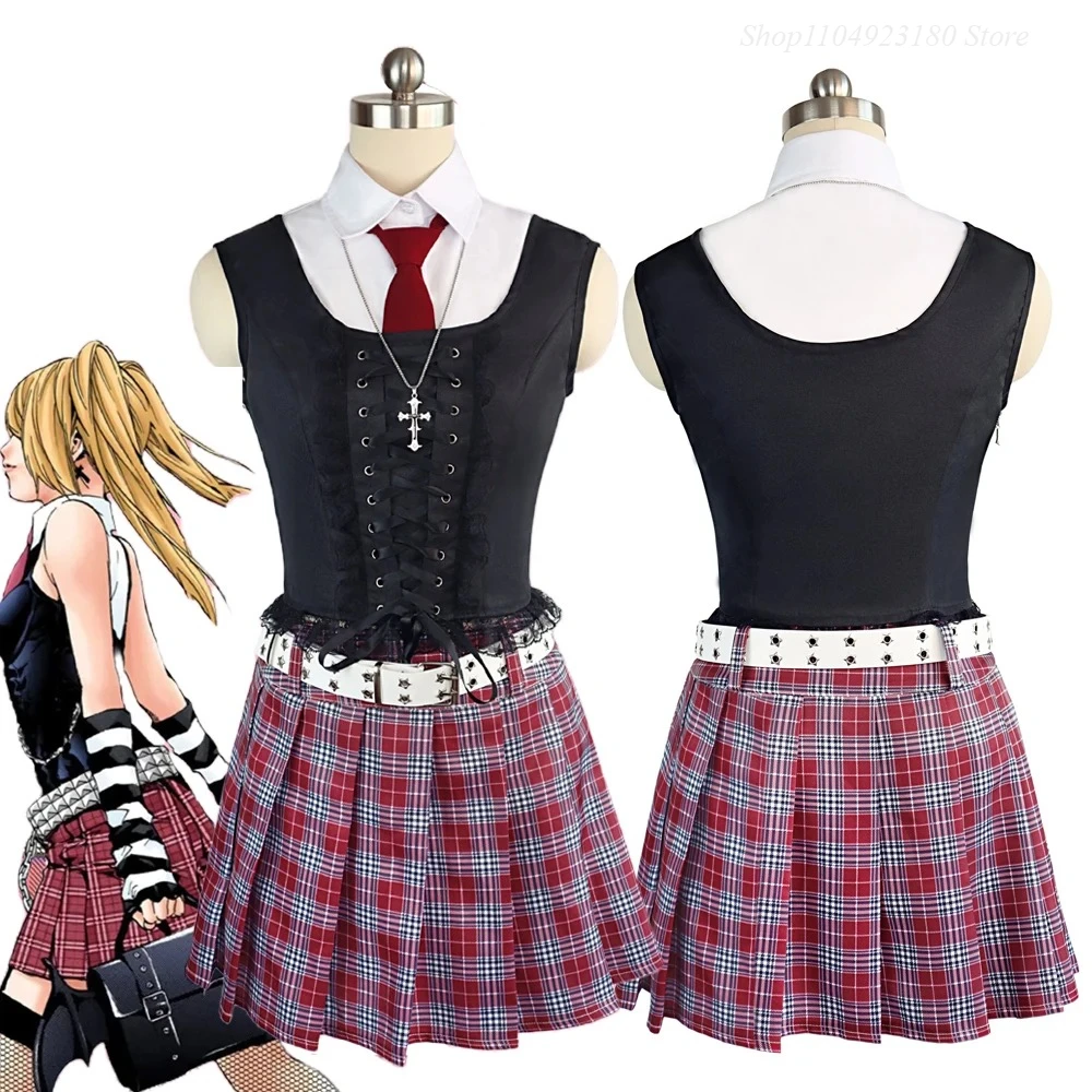 

New Anime DEATH NOTE MisaMisa Cosplay Costume Girl Top Skirt Suit Gothic Hip-hop Uniform Halloween Carnival Clothes Outfit