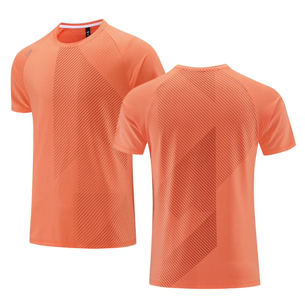 New Men's Running T-shirt Fitness Sports Quick Drying T Shirt Gym Training Tees Breathable Jogging Casual Sportswear Unisex Top