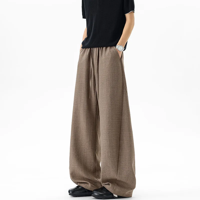 Casual Summer Trousers Men's Pants 2026 Trending Streetwear Elastic Waist Drawstring Lightweight Breathable Loose Fit