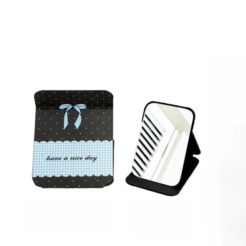 Flexible Foldable Mirror Handheld Rectangle Black Cool Mirror Aesthetic Kawaii Standing Espejo Maquillaje Luz Home Accessories