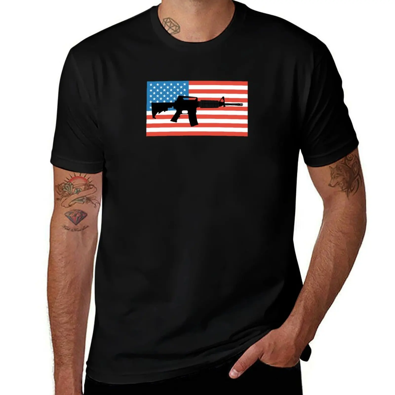 

Second Amendment 2A 2nd Amendment American Flag AR-15 T-Shirt t shirt man casual funny t shirts cotton T-shirt