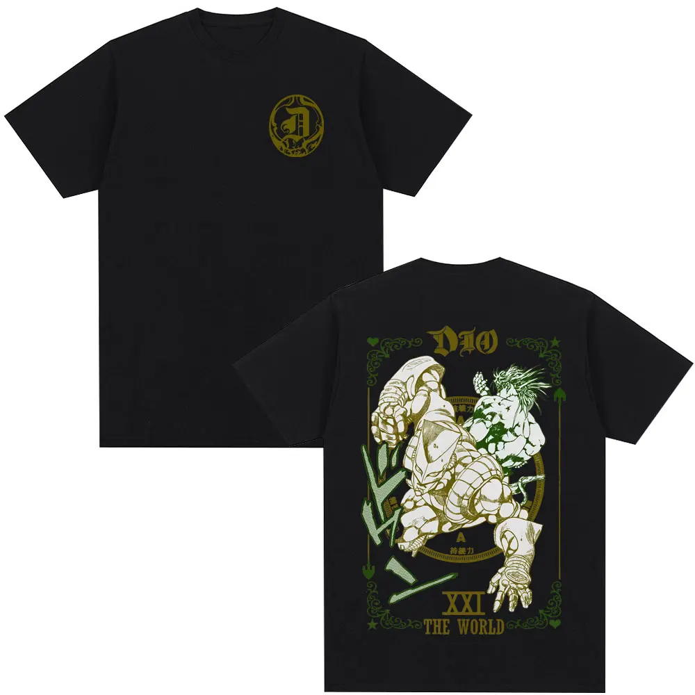 Anime Jojo Bizarre Adventure T-shirt Dio Brando Jotaro Kujo Manga Graphic T-shirts Men Women Cotton Casual Oversized T Shirts