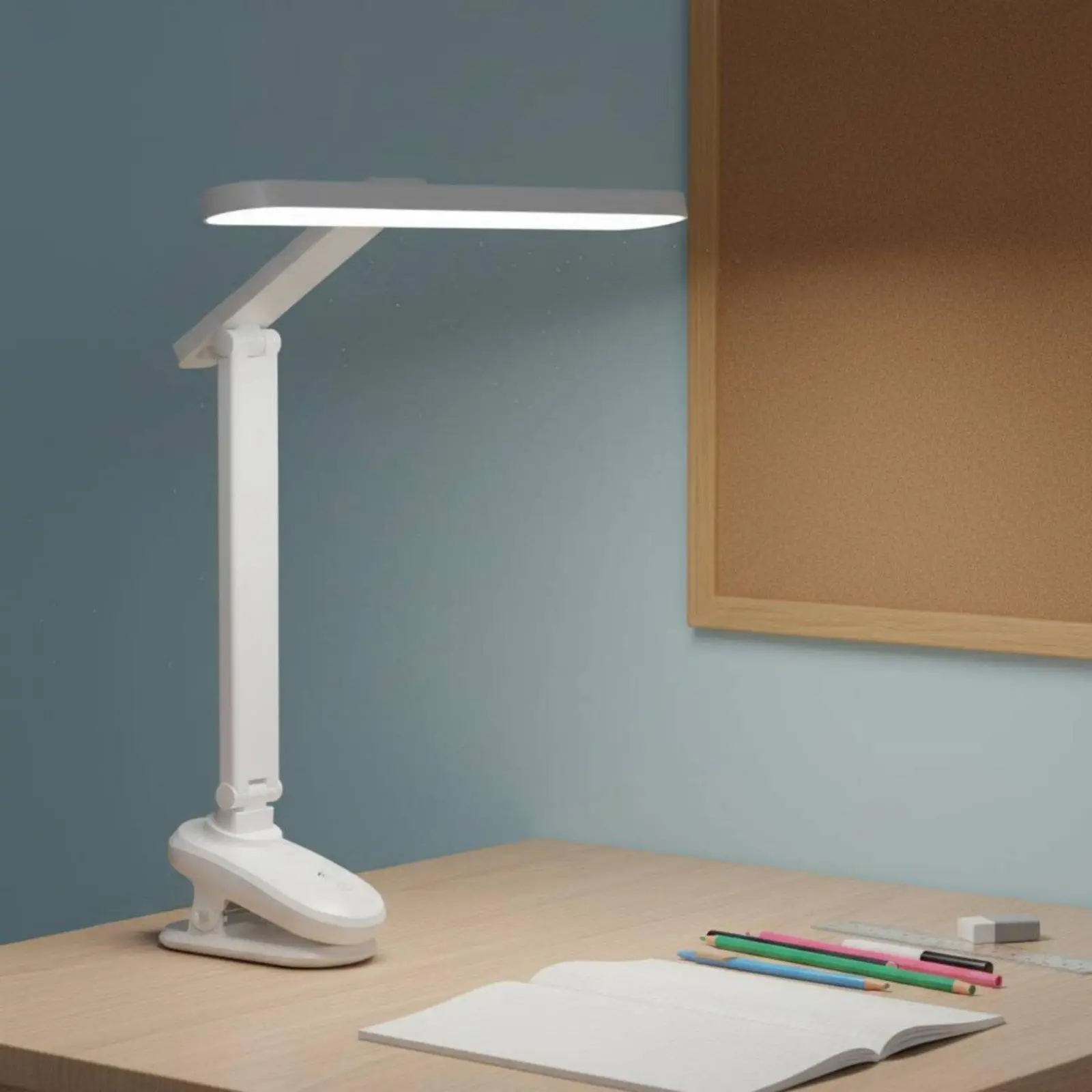 LED Clamp-on Desk Lamp Flicker-Non-Flickering Bedside Clamp Lamp 3 Color Modes
