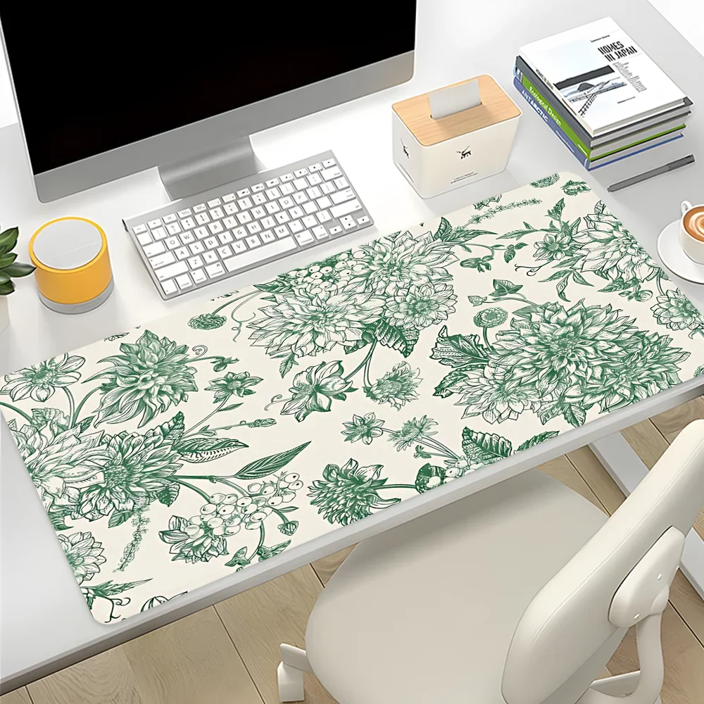 

Art Design Leaves Mouse Pad Large Desk Accessories Desk Pad Rubber Base with Stitched Edge Mousepad Non-Slip Deskpad for Office