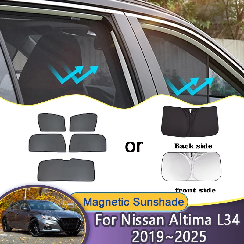 

Автомобильный сетчатый солнцезащитный козырек для Nissan Altima, аксессуары L34 2019 ~ 2025 2024 2023 2022 2021, магнитный солнцезащитный козырек на окно, аксессуары для штор