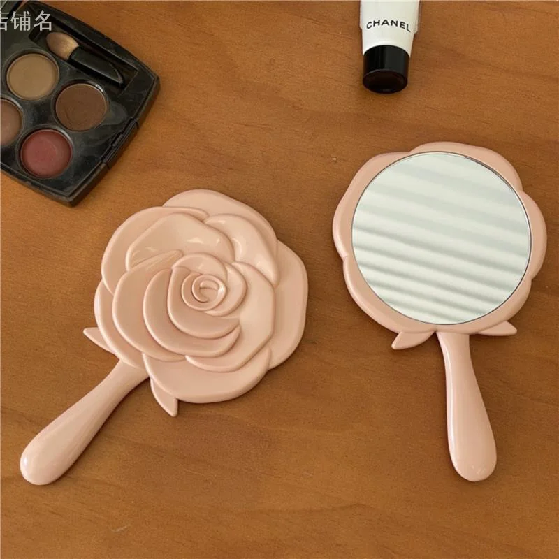 Miroir de maquillage vintage rose pour femmes, miroir de poche, compact, cosmétique