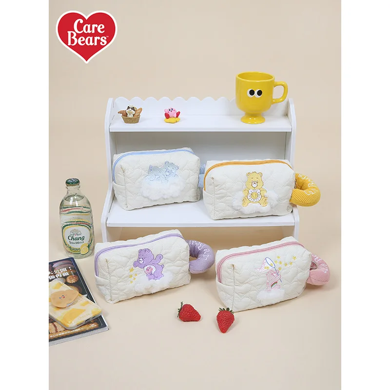 

Genuine Carebears Embroidered Handbag Makeup Storage Bag Large Capacity Pencil Case Couple Accessories Gift