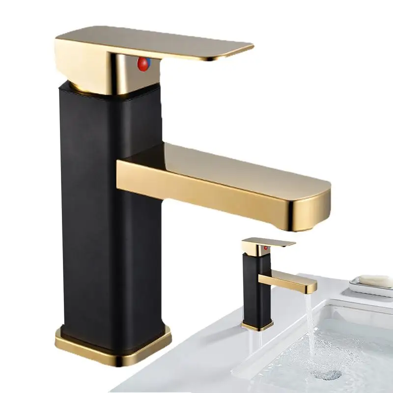 Square Single Hole Basin Faucet No Dripping Sink Faucets Matte Black Design Stylish Waterfall Faucet Basin Faucet For Bathroom