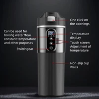 Tasse thermos électrique pour voiture 500 ml grande capacité 12V/24V, tasse chauffante universelle pour voiture et camion, tasse chauffante électrique en acier inoxydable pour voiture 2
