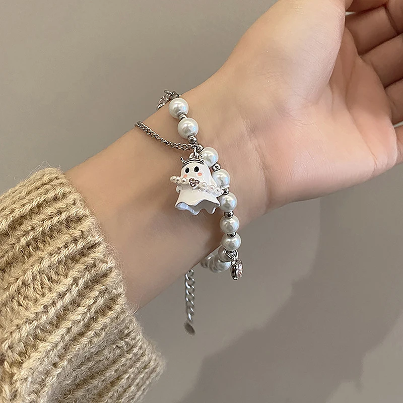 

Y2K Kawaii Cat Beaded Bracelet Trend Sweet Cute Cool Versatile Pink Black Color Bracelets Aesthetic Jewelry For Girl Gifts