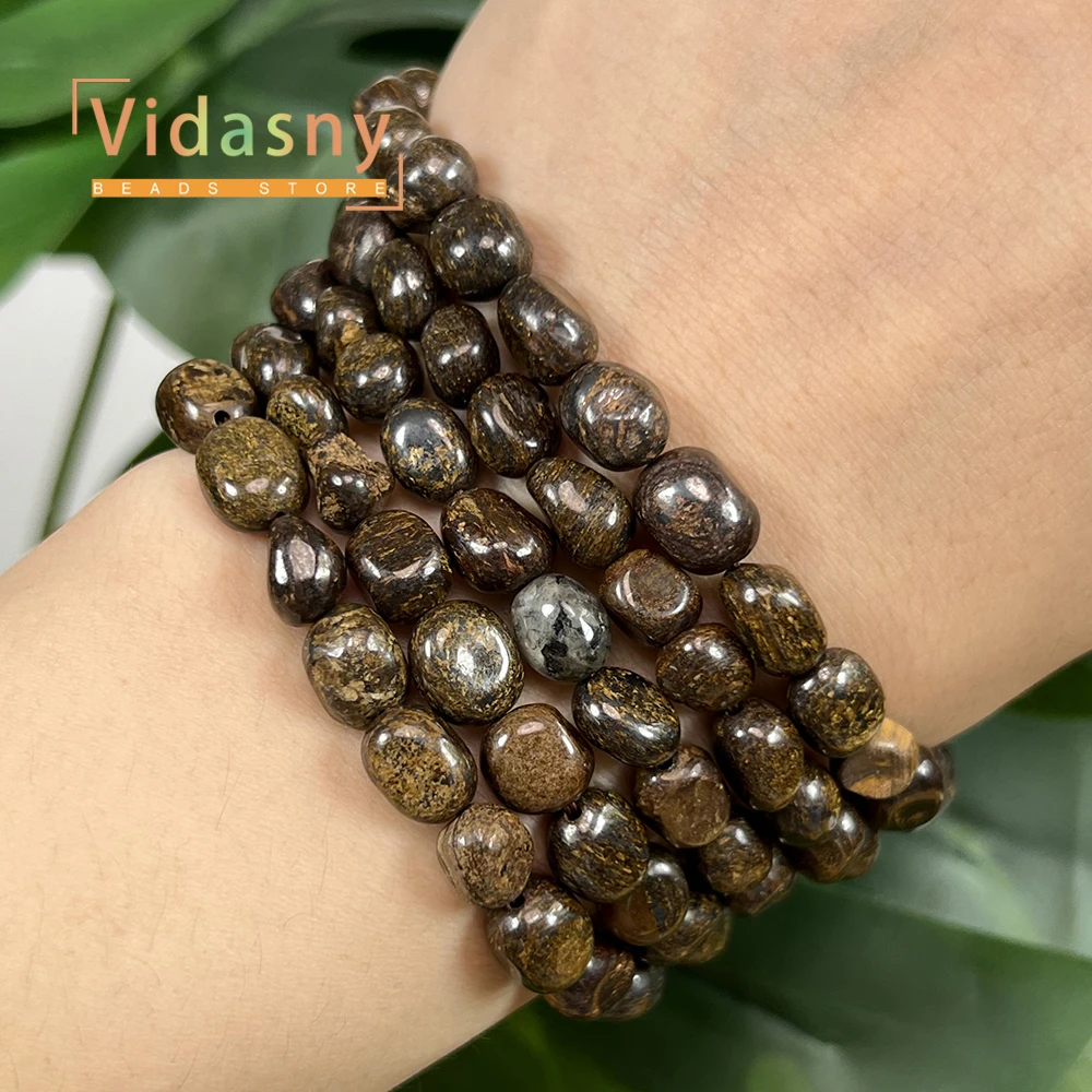8-10mm Natürliche Bronzit-Steinperlen, unregelmäßige ovale lose Perlen für die Schmuckherstellung, DIY-Armbänder, Zubehör – Detail 6