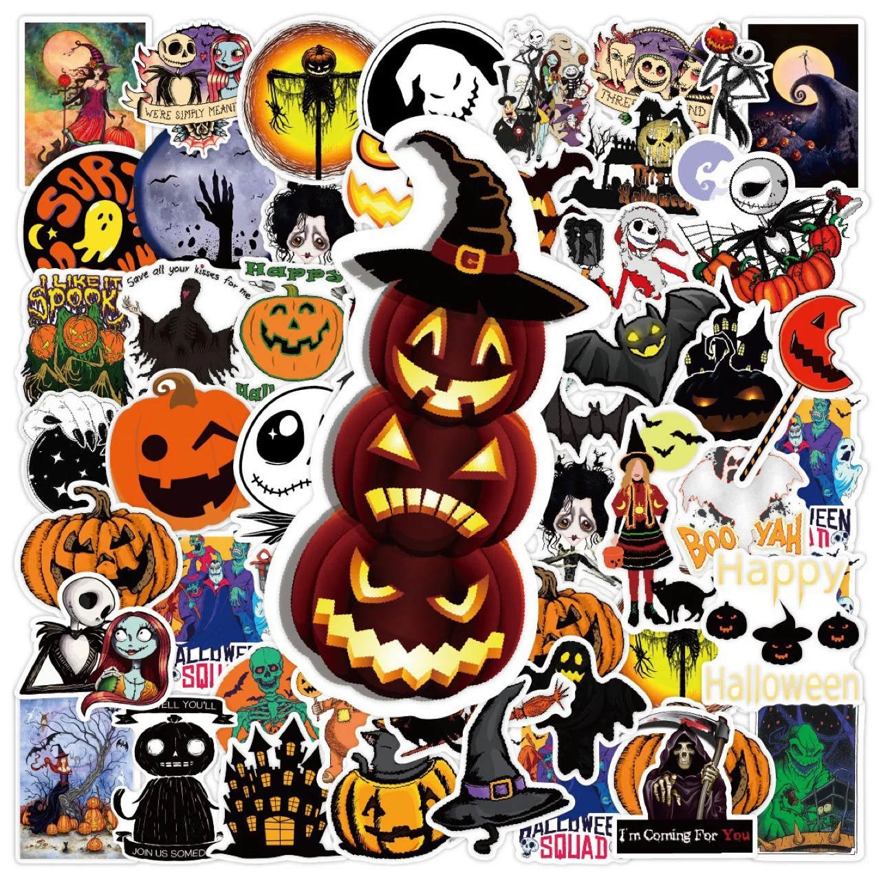 

50PCS Cartoon Halloween Graffiti Stickers Suitcase Water Cup Stationery Mobile Laptop Refrigerator Decoration DIY Gifts Stickers