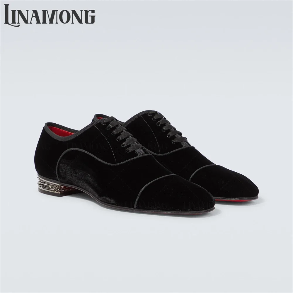Rivet Heel Black Suede Oxford Shoes Elegant Style Dress Shoes Designer Comfortable Flat Shoes Luxury Men Shoes Custom Multicolor