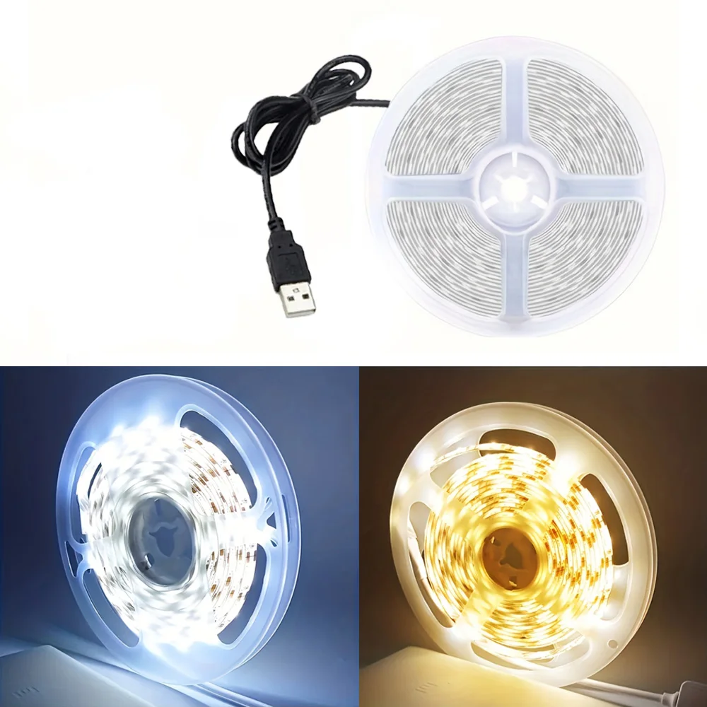 5 V 2835 LED-stripverlichting USB snijdbare zelfklevende lichtstrip, wit / warm wit voor tv-achtergrondverlichting en thuiskast DIY-decorverlichting