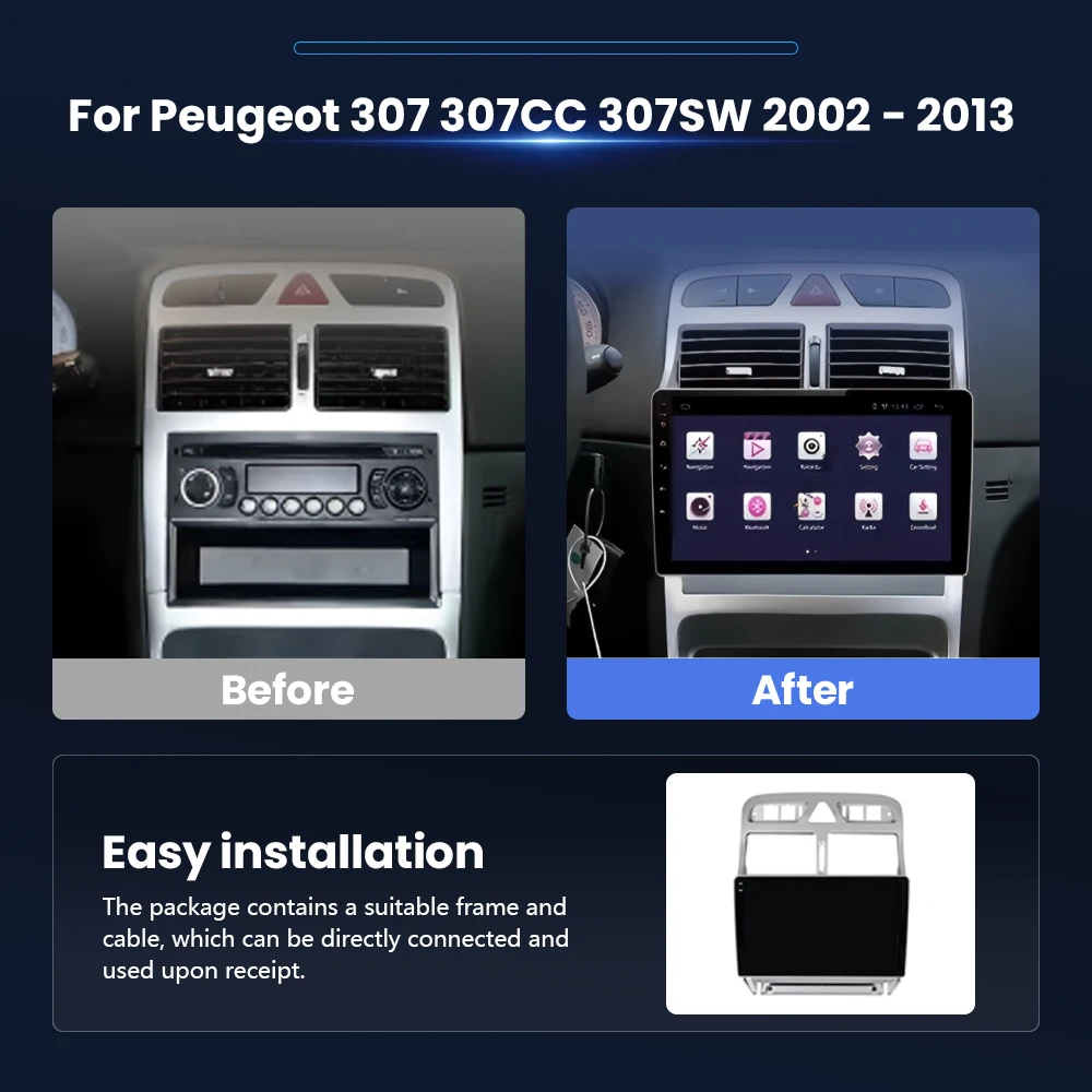 Android 16 Multimedia Player For Peugeot 307 307CC 307SW 2002 - 2012 2013 Carplay Auto Stereo DVD Video BT DSP Navigation Radio